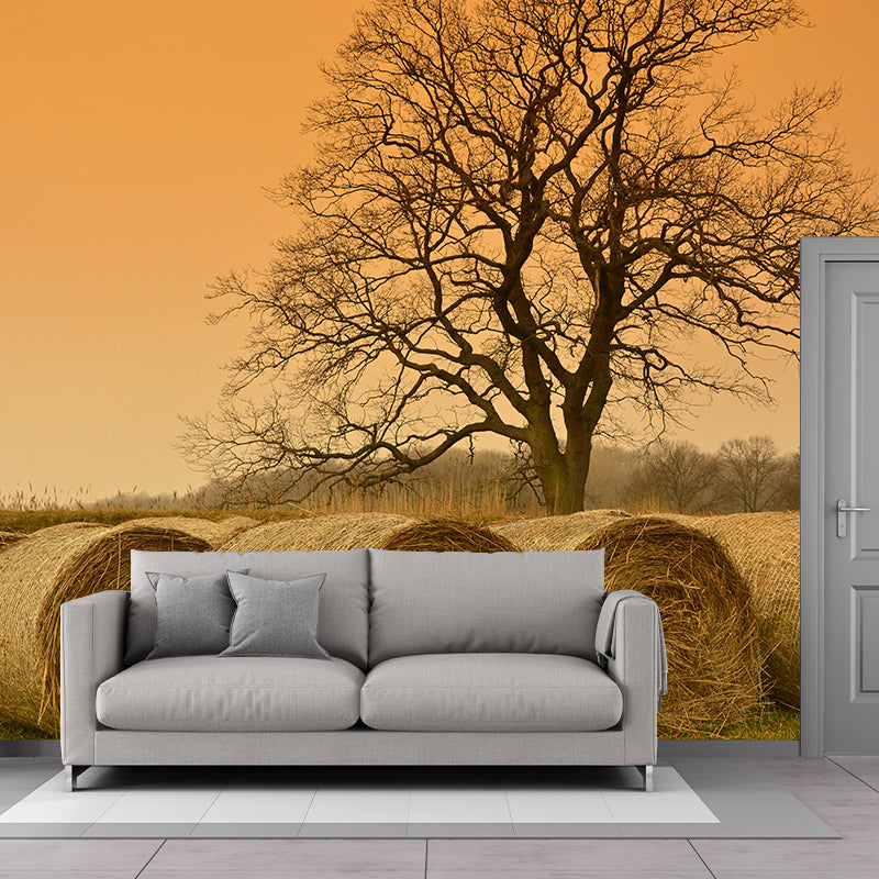 Modern Wheat Field Mural Decal Light Color Stain-Proofing Wall Decor for Sitting Room Clearhalo 'Wall Decor' 'Wall Mural' 1957523