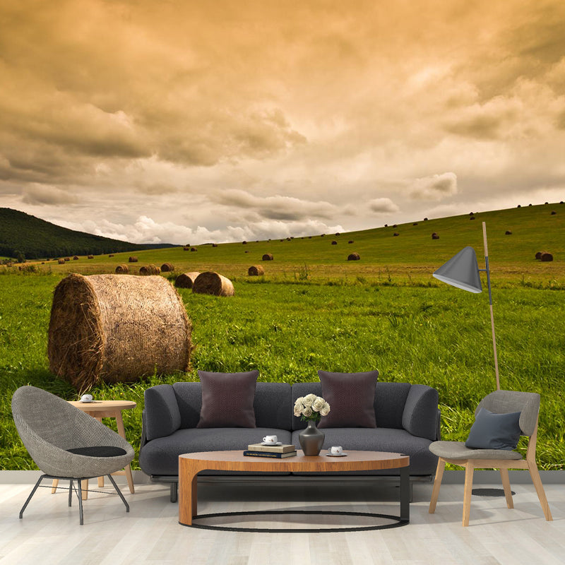 Relaxing Cornfield View Mural Wallpaper Pastel Color Modern Wall Covering for Drawing Room Clearhalo 'Wall Decor' 'Wall Mural' 1957569