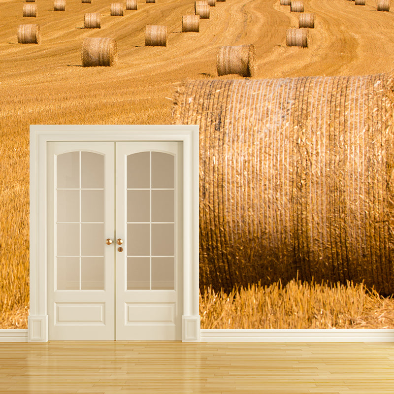 Relaxing Cornfield View Mural Wallpaper Pastel Color Modern Wall Covering for Drawing Room Clearhalo 'Wall Decor' 'Wall Mural' 1957579