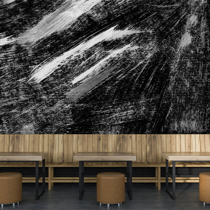 Black Brush Stroke Graphic Mural Wallpaper Contemporary Non-Woven Wall Covering, Custom Printed Black Design 4 Clearhalo 'Wall Decor' 'Wall Mural' 1957597