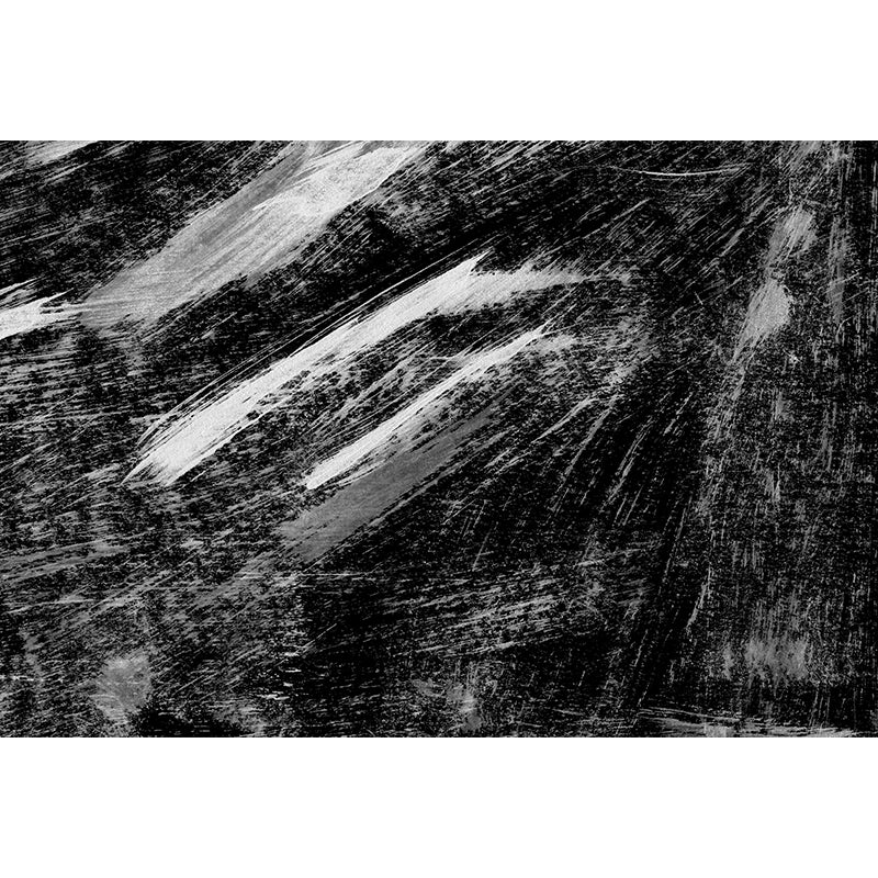 Black Brush Stroke Graphic Mural Wallpaper Contemporary Non-Woven Wall Covering, Custom Printed Clearhalo 'Wall Decor' 'Wall Mural' 1957600