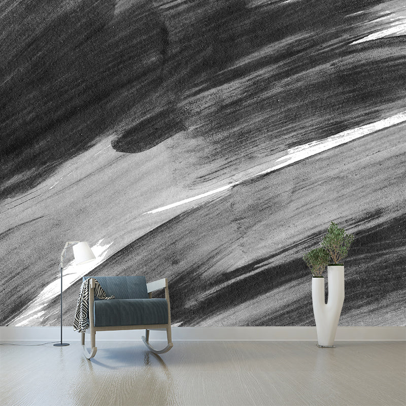Illustration Brush Stroke Wall Mural Giant Wall Covering for Dining Room, Custom Clearhalo 'Wall Decor' 'Wall Mural' 1957614