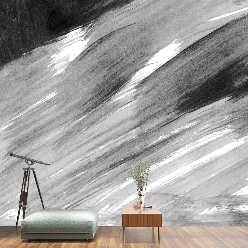 Illustration Brush Stroke Wall Mural Giant Wall Covering for Dining Room, Custom Clearhalo 'Wall Decor' 'Wall Mural' 1957619