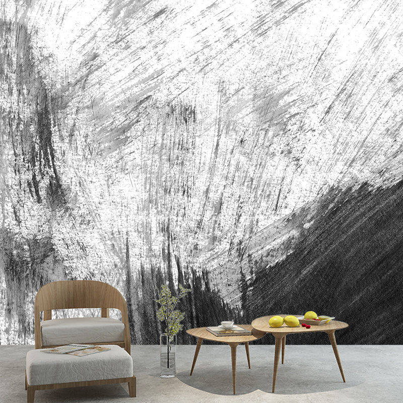 Illustration Brush Stroke Wall Mural Giant Wall Covering for Dining Room, Custom Black Design 5 Clearhalo 'Wall Decor' 'Wall Mural' 1957627