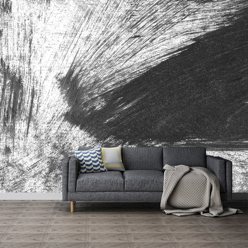 Giant Contemporary Wall Mural Black Brush Stroke Pattern Wall Decor, Custom Printed Black Design 1 Clearhalo 'Wall Decor' 'Wall Mural' 1957632