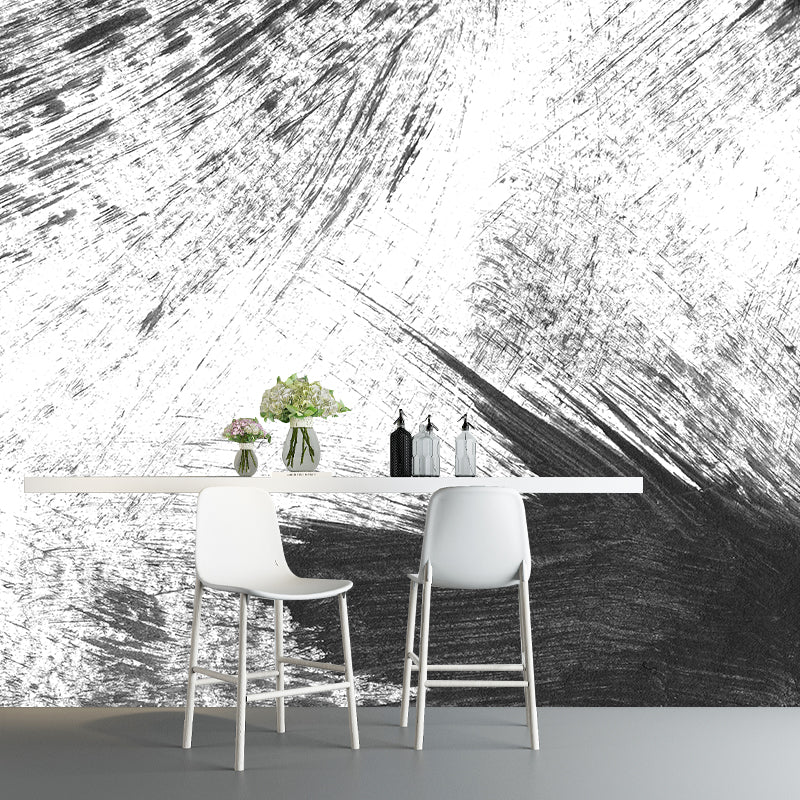 Stain Resistant Brush Stroke Mural Decal Non-Woven Modern Wall Decor for Sitting Room Black Design 1 Clearhalo 'Wall Decor' 'Wall Mural' 1957657