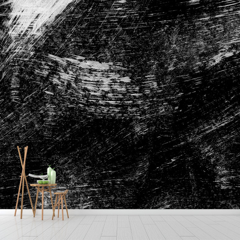 Black Brush Stroke Pattern Mural Decal for Decoration Modern Living Room Wall Art Black Design 2 Clearhalo 'Wall Decor' 'Wall Mural' 1957687