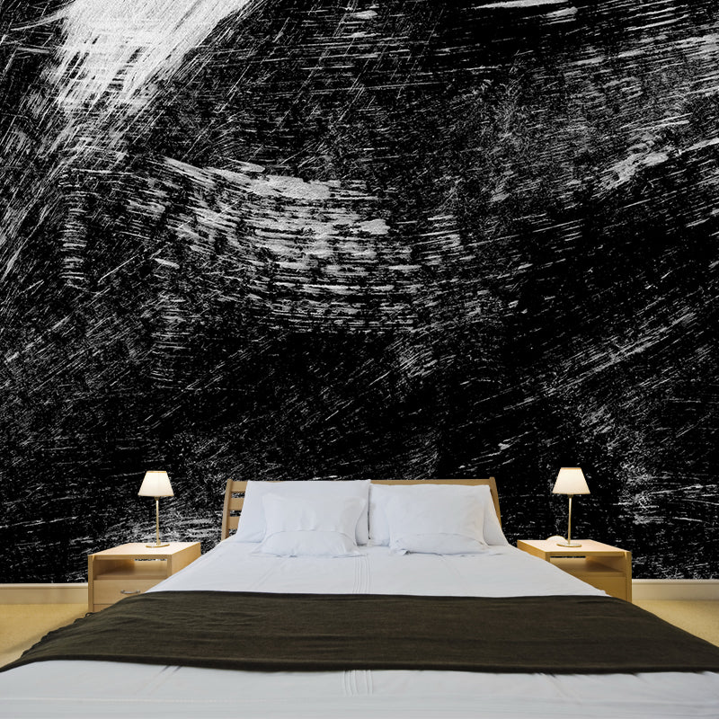 Black Brush Stroke Pattern Mural Decal for Decoration Modern Living Room Wall Art Clearhalo 'Wall Decor' 'Wall Mural' 1957688