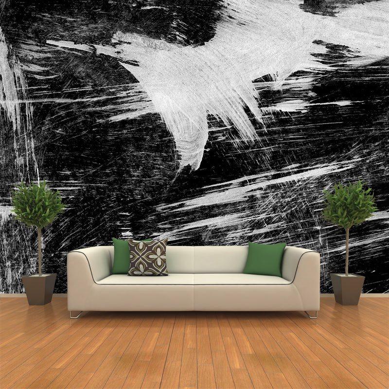 Black Brush Stroke Pattern Mural Decal for Decoration Modern Living Room Wall Art Black Design 3 Clearhalo 'Wall Decor' 'Wall Mural' 1957692