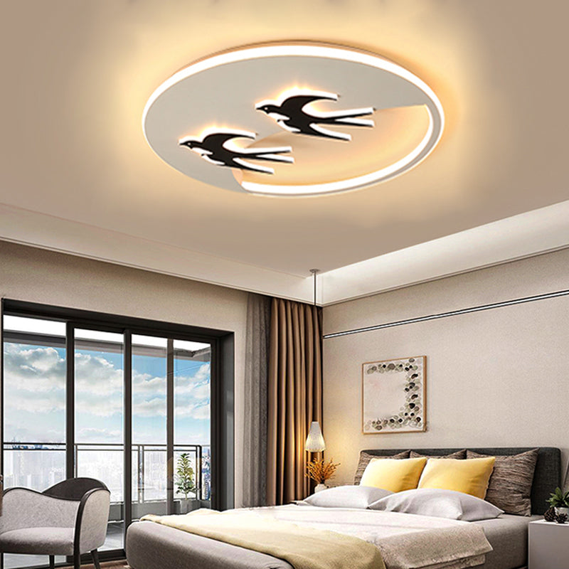 Animal 2-Bird Flush Mount Light Acrylic Energy-Saving LED Ceiling Lamp for Boys Girls Bedroom Clearhalo 'Ceiling Lights' 'Close To Ceiling Lights' 'Close to ceiling' 'Flush mount' Lighting' 195770