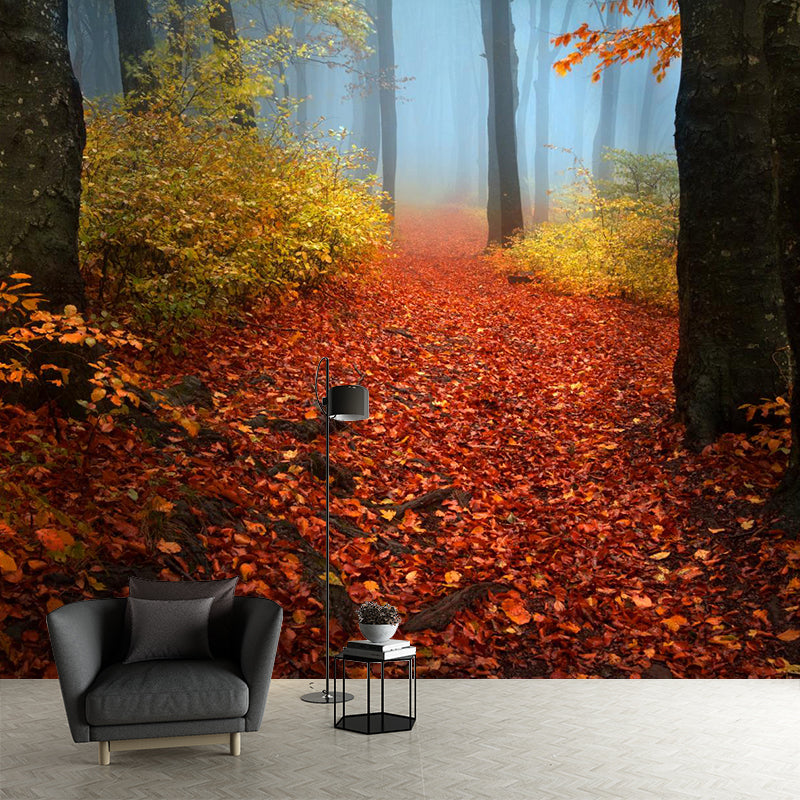 Modern Misty Forest Landscape Mural Light Color Stain-Proofing Wall Decor for Bedroom Clearhalo 'Wall Decor' 'Wall Mural' 1957709