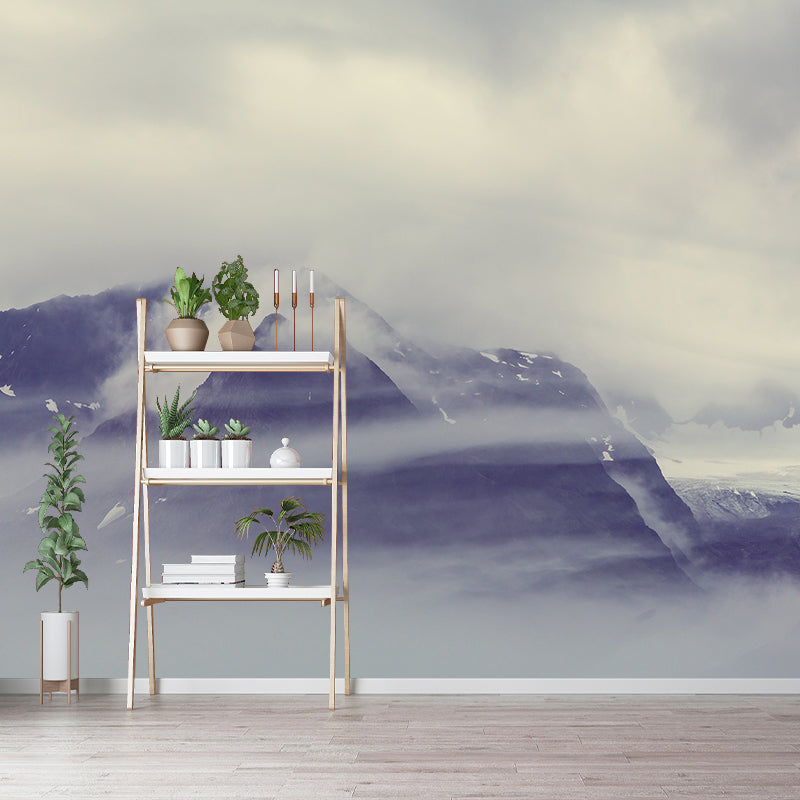 Modern Misty Forest Landscape Mural Light Color Stain-Proofing Wall Decor for Bedroom Clearhalo 'Wall Decor' 'Wall Mural' 1957713