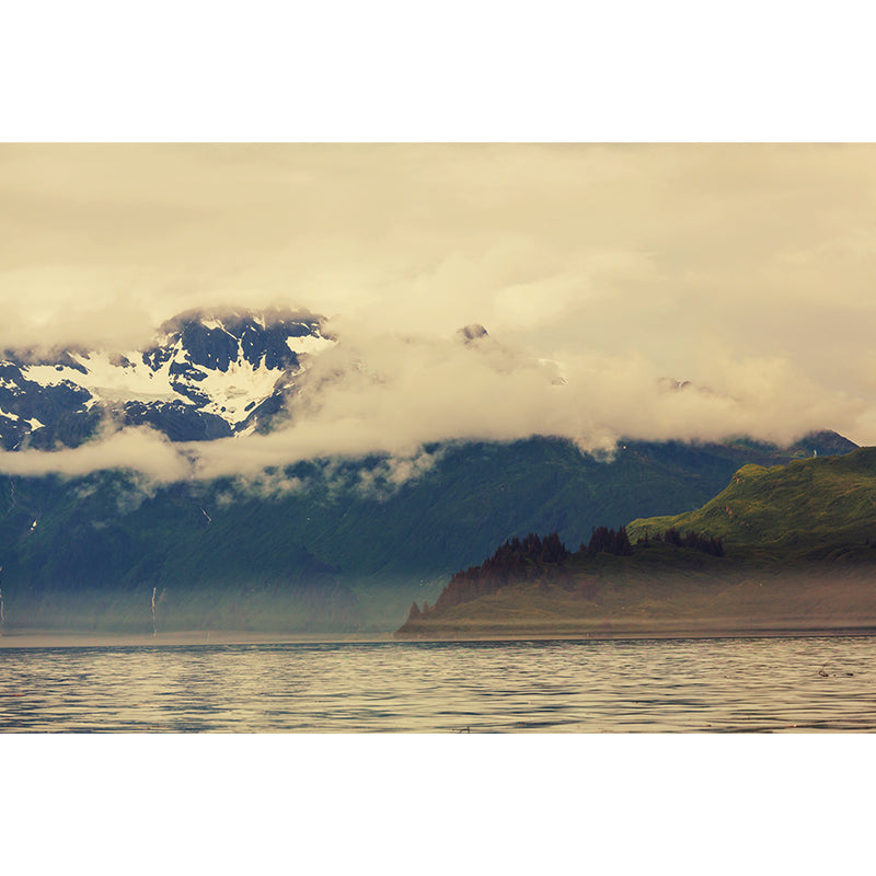 Modern Misty Forest Landscape Mural Light Color Stain-Proofing Wall Decor for Bedroom Clearhalo 'Wall Decor' 'Wall Mural' 1957720