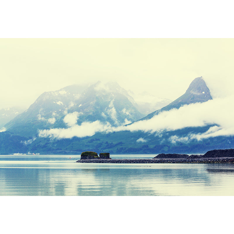 Modern Misty Forest Landscape Mural Light Color Stain-Proofing Wall Decor for Bedroom Clearhalo 'Wall Decor' 'Wall Mural' 1957725