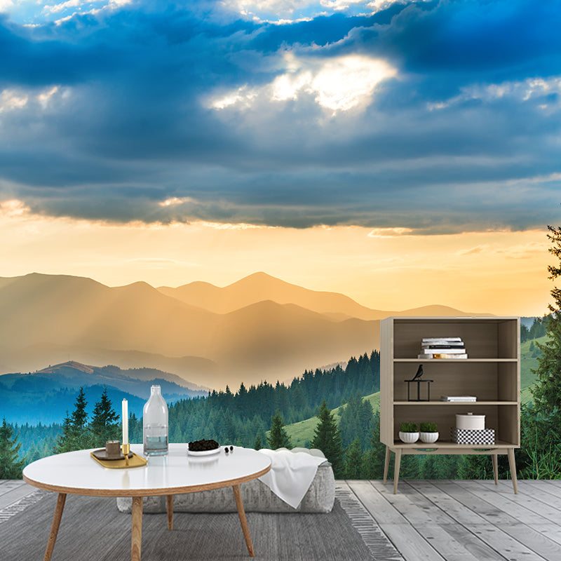 Endless Mountains Mural Wallpaper Pastel Color Modern Wall Covering for Boys Bedroom Light Blue Clearhalo 'Wall Decor' 'Wall Mural' 1957757