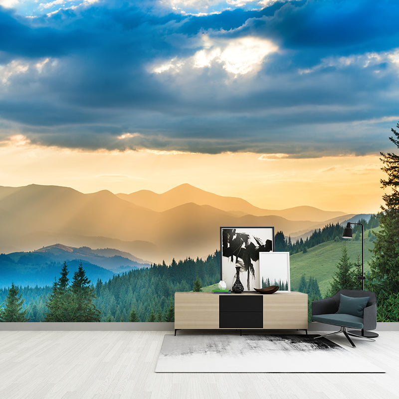 Endless Mountains Mural Wallpaper Pastel Color Modern Wall Covering for Boys Bedroom Clearhalo 'Wall Decor' 'Wall Mural' 1957758