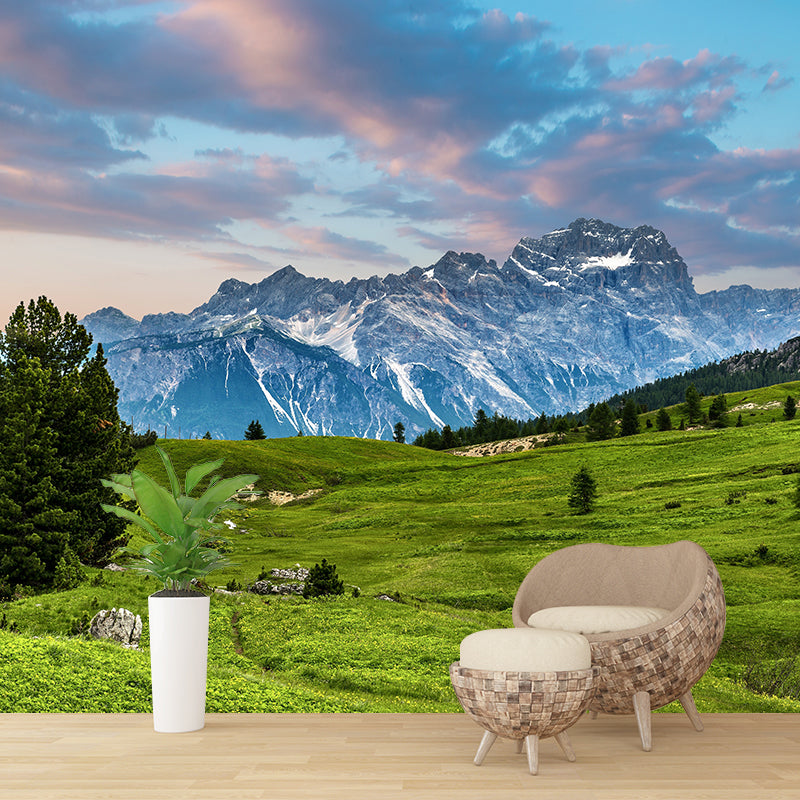 Endless Mountains Mural Wallpaper Pastel Color Modern Wall Covering for Boys Bedroom Green Clearhalo 'Wall Decor' 'Wall Mural' 1957762