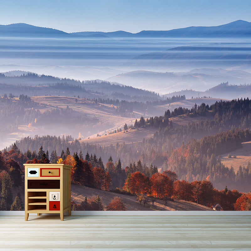 Endless Mountains Mural Wallpaper Pastel Color Modern Wall Covering for Boys Bedroom Light Orange Clearhalo 'Wall Decor' 'Wall Mural' 1957767