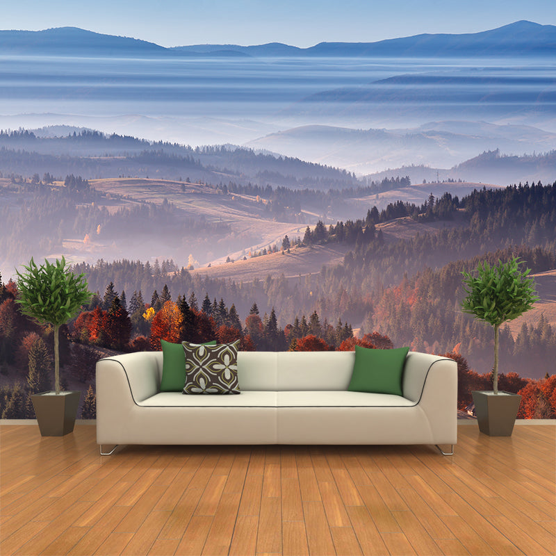 Endless Mountains Mural Wallpaper Pastel Color Modern Wall Covering for Boys Bedroom Clearhalo 'Wall Decor' 'Wall Mural' 1957769