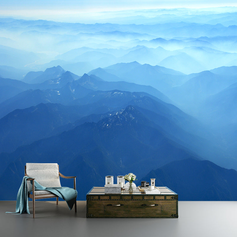 Endless Mountains Mural Wallpaper Pastel Color Modern Wall Covering for Boys Bedroom Blue Clearhalo 'Wall Decor' 'Wall Mural' 1957772