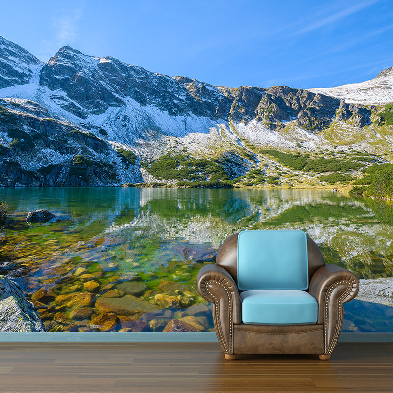 Contemporary Mountains View Wall Mural Soft Color Stain-Proof Wall Art for Guest Room Clearhalo 'Wall Decor' 'Wall Mural' 1957788