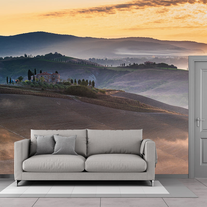 Contemporary Mountains View Wall Mural Soft Color Stain-Proof Wall Art for Guest Room Clearhalo 'Wall Decor' 'Wall Mural' 1957794