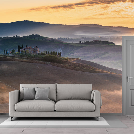 Contemporary Mountains View Wall Mural Soft Color Stain-Proof Wall Art for Guest Room Clearhalo 'Wall Decor' 'Wall Mural' 1957794