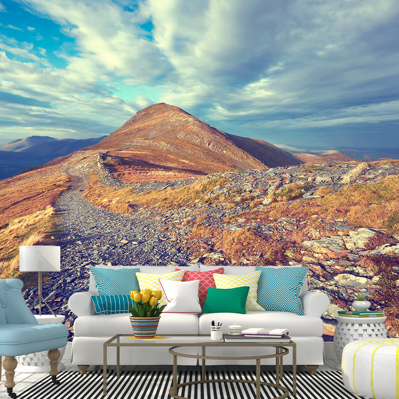 Contemporary Mountains View Wall Mural Soft Color Stain-Proof Wall Art for Guest Room Dark Brown Clearhalo 'Wall Decor' 'Wall Mural' 1957797