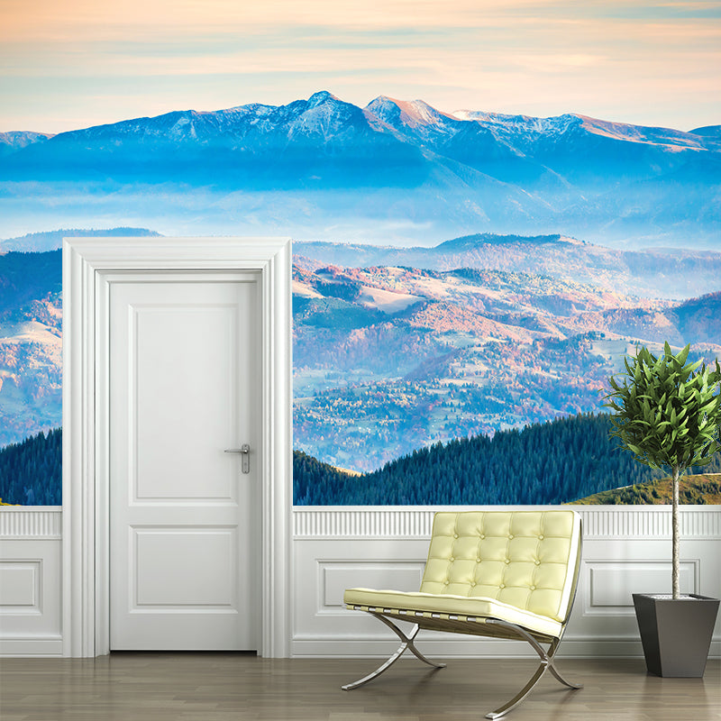 Contemporary Mountains View Wall Mural Soft Color Stain-Proof Wall Art for Guest Room Clearhalo 'Wall Decor' 'Wall Mural' 1957804