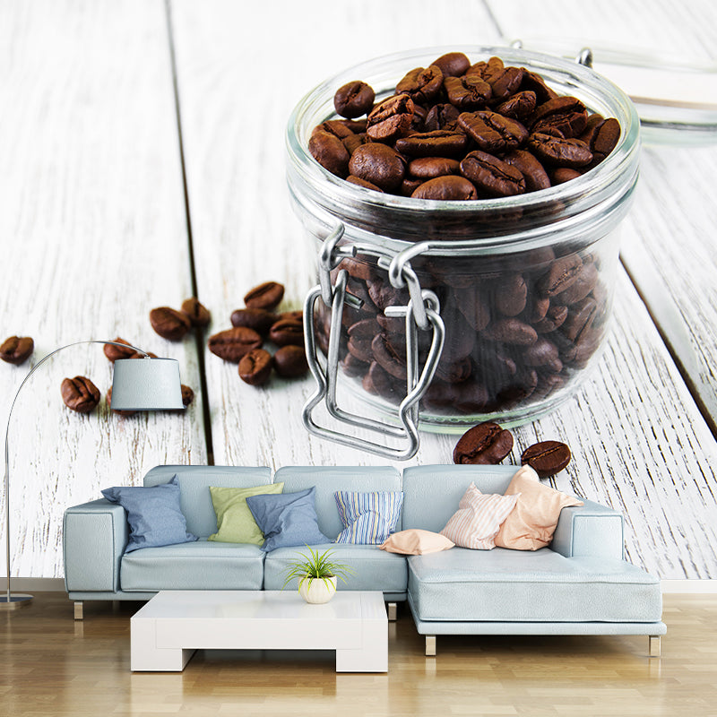 Modern Coffee Bean Pattern Mural Pastel Color Study Room Wall Decor, Personalized Clearhalo 'Wall Decor' 'Wall Mural' 1957808