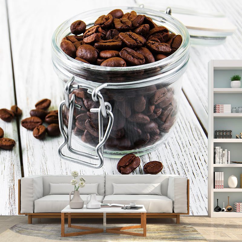 Modern Coffee Bean Pattern Mural Pastel Color Study Room Wall Decor, Personalized Clearhalo 'Wall Decor' 'Wall Mural' 1957809