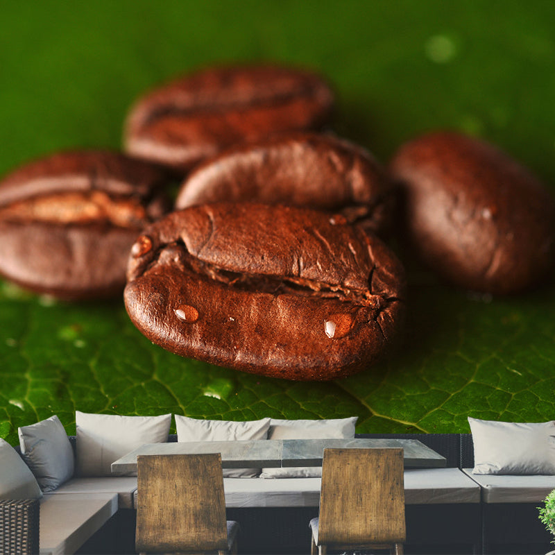 Modern Coffee Bean Pattern Mural Pastel Color Study Room Wall Decor, Personalized Clearhalo 'Wall Decor' 'Wall Mural' 1957813