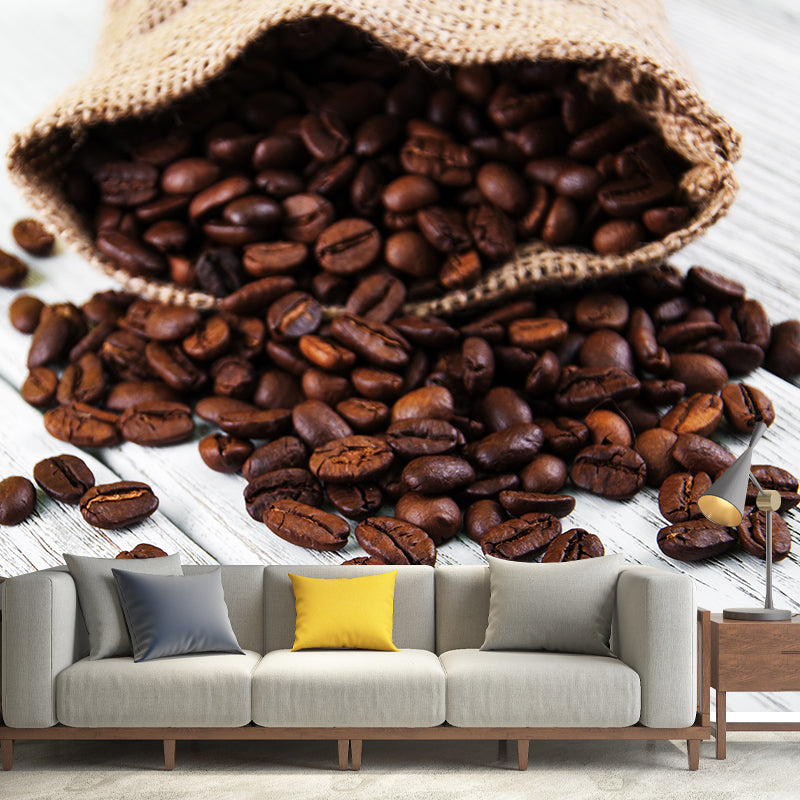 Modern Coffee Bean Pattern Mural Pastel Color Study Room Wall Decor, Personalized Coffee Clearhalo 'Wall Decor' 'Wall Mural' 1957817