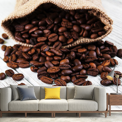 Modern Coffee Bean Pattern Mural Pastel Color Study Room Wall Decor, Personalized Coffee Clearhalo 'Wall Decor' 'Wall Mural' 1957817