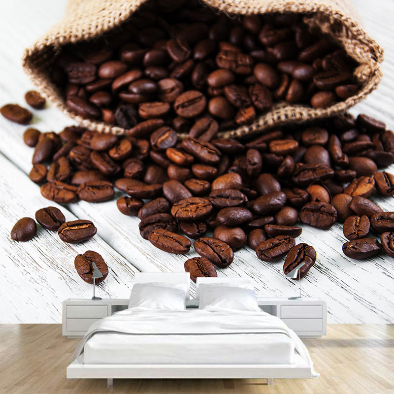 Modern Coffee Bean Pattern Mural Pastel Color Study Room Wall Decor, Personalized Clearhalo 'Wall Decor' 'Wall Mural' 1957819