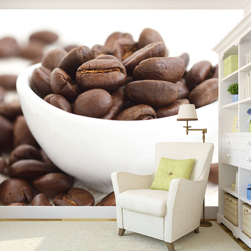 Modern Coffee Bean Pattern Mural Pastel Color Study Room Wall Decor, Personalized Clearhalo 'Wall Decor' 'Wall Mural' 1957823