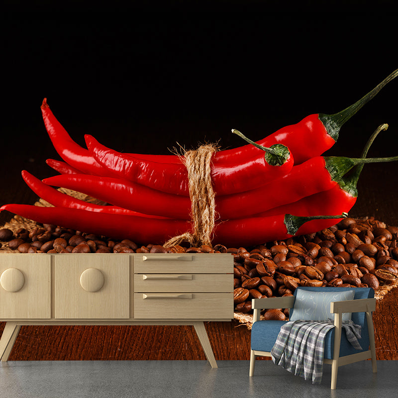 Modern Coffee Bean Pattern Mural Pastel Color Study Room Wall Decor, Personalized Clearhalo 'Wall Decor' 'Wall Mural' 1957828