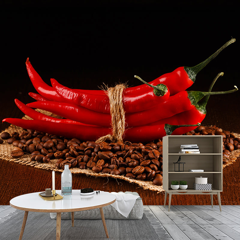 Modern Coffee Bean Pattern Mural Pastel Color Study Room Wall Decor, Personalized Clearhalo 'Wall Decor' 'Wall Mural' 1957829