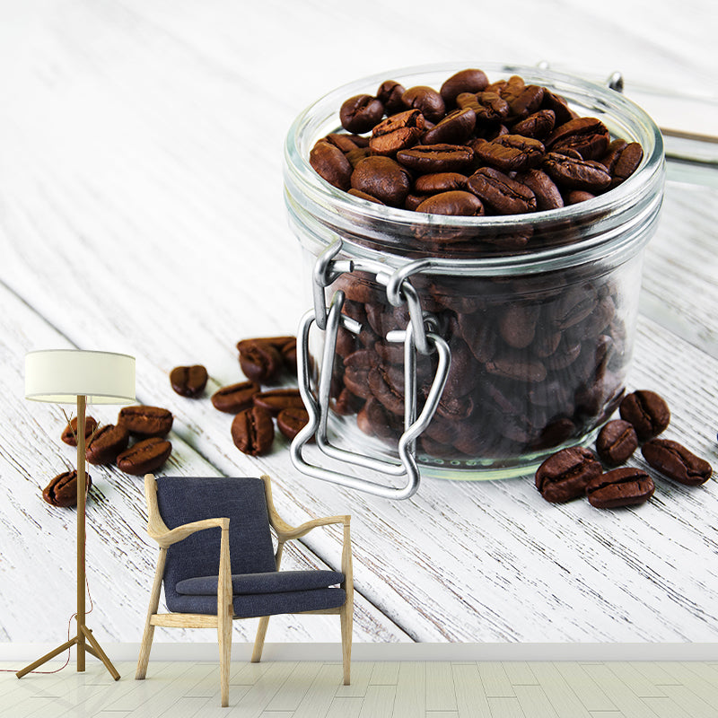 Full Size Photography Modern Mural Wallpaper with Coffee Bean Graphic in Soft Color Brown Clearhalo 'Wall Decor' 'Wall Mural' 1957837
