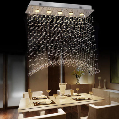 Minimalist Linear Crystal Flush Mount Lighting 5 Lights Contemporary Flush Ceiling Light Fixture Nickel Clearhalo 'Ceiling Lights' 'Close To Ceiling Lights' 'Close to ceiling' 'Flush mount' Lighting' 1957878