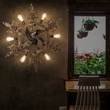 Metal Brass Wall Mounted Lamp Windmill Shaped 6 Heads Warehouse Wall Sconce for Dining Room Clearhalo 'Art deco wall lights' 'Cast Iron' 'Glass' 'Industrial wall lights' 'Industrial' 'Middle century wall lights' 'Modern' 'Rustic wall lights' 'Tiffany' 'Traditional wall lights' 'Wall Lamps & Sconces' 'Wall Lights' Lighting' 1957901