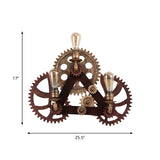3 Bulbs Gear Wall Sconce Lighting Factory Rust Metal Wall Light Fixture for Coffee Shop Clearhalo 'Art deco wall lights' 'Cast Iron' 'Glass' 'Industrial wall lights' 'Industrial' 'Middle century wall lights' 'Modern' 'Rustic wall lights' 'Tiffany' 'Traditional wall lights' 'Wall Lamps & Sconces' 'Wall Lights' Lighting' 1957915