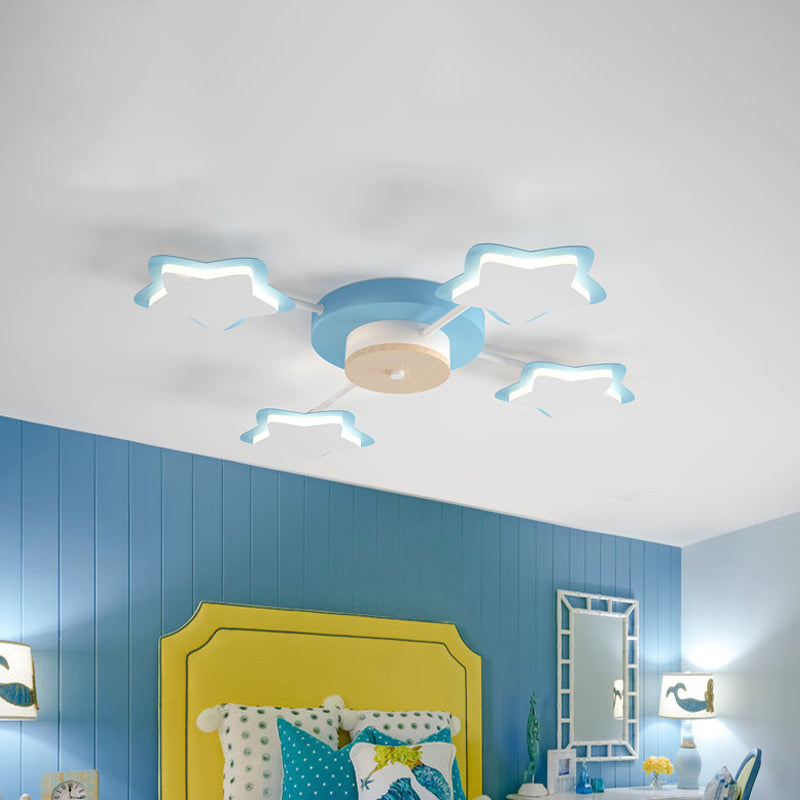 Pentagram Semi Flush Light Cartoon Acrylic Pink/Blue LED Flush Mount Lighting in Warm/White Light Clearhalo 'Ceiling Lights' 'Close To Ceiling Lights' 'Close to ceiling' 'Semi-flushmount' Lighting' 1957956