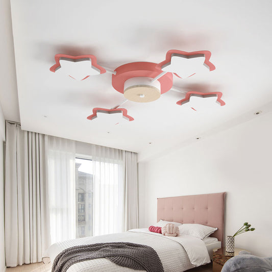 Pentagram Semi Flush Light Cartoon Acrylic Pink/Blue LED Flush Mount Lighting in Warm/White Light Clearhalo 'Ceiling Lights' 'Close To Ceiling Lights' 'Close to ceiling' 'Semi-flushmount' Lighting' 1957962