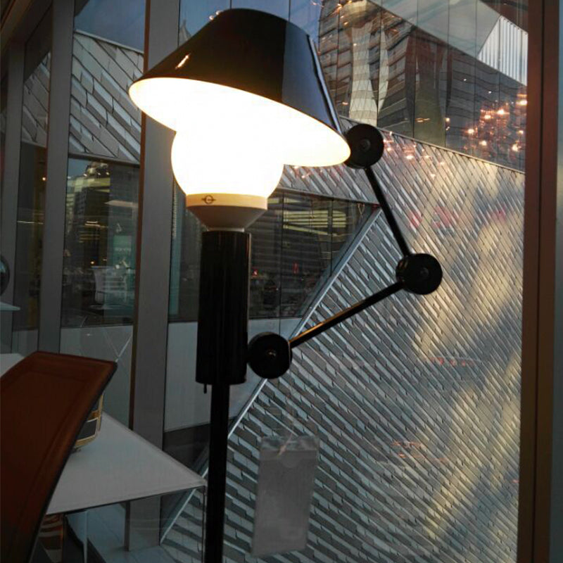 Tapered Stand Up Lighting Nordic Metallic Single Head Black Reading Floor Lamp with Adjustable Arm Clearhalo 'Floor Lamps' 'Lamps' Lighting' 1957984