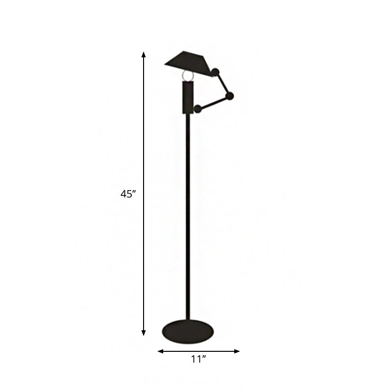 Tapered Stand Up Lighting Nordic Metallic Single Head Black Reading Floor Lamp with Adjustable Arm Clearhalo 'Floor Lamps' 'Lamps' Lighting' 1957987