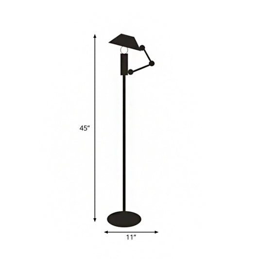 Tapered Stand Up Lighting Nordic Metallic Single Head Black Reading Floor Lamp with Adjustable Arm Clearhalo 'Floor Lamps' 'Lamps' Lighting' 1957987