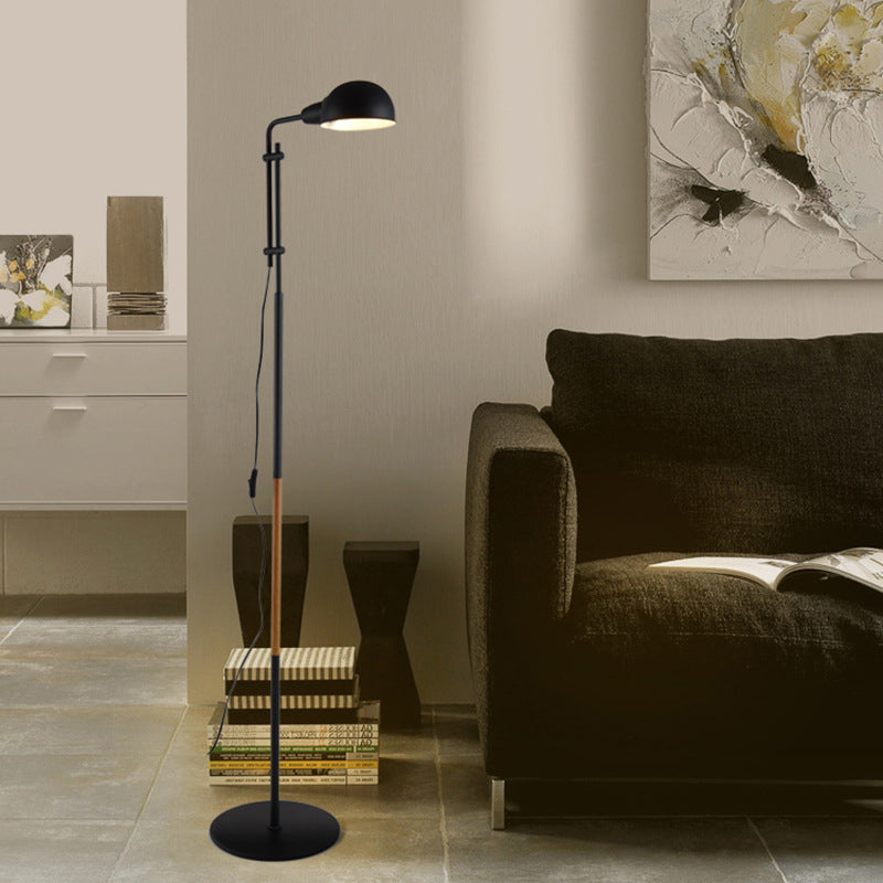 Metallic Semi-Globe Floor Light Contemporary Single Bulb Black/White Stand Up Lamp for Living Room Clearhalo 'Floor Lamps' 'Lamps' Lighting' 1957988