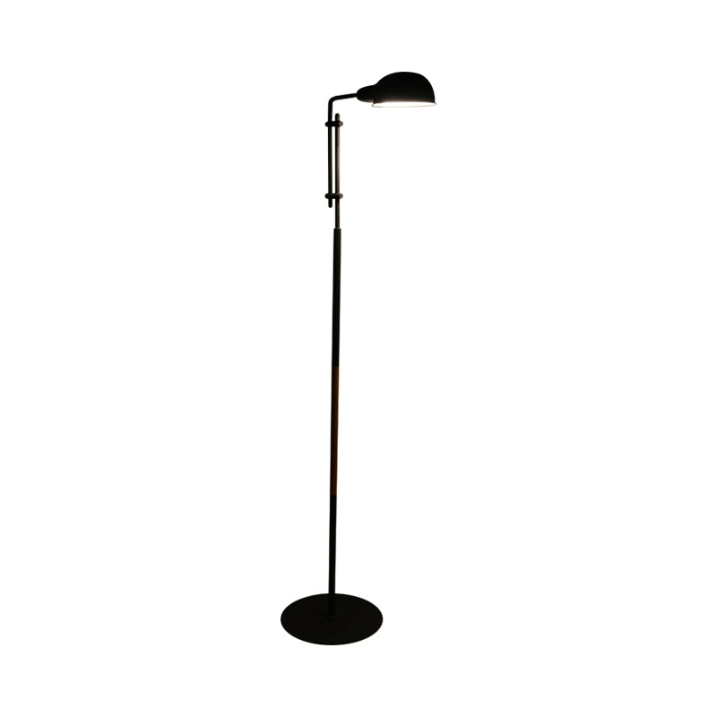 Metallic Semi-Globe Floor Light Contemporary Single Bulb Black/White Stand Up Lamp for Living Room Clearhalo 'Floor Lamps' 'Lamps' Lighting' 1957990