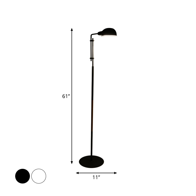 Metallic Semi-Globe Floor Light Contemporary Single Bulb Black/White Stand Up Lamp for Living Room Clearhalo 'Floor Lamps' 'Lamps' Lighting' 1957991